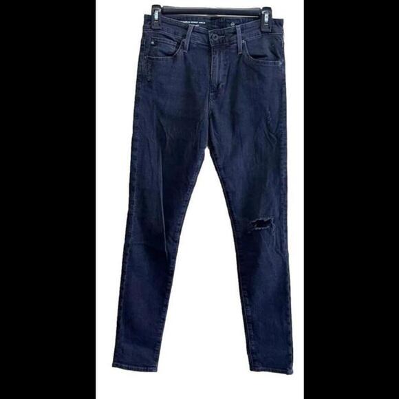 AG Adriano Goldschmied Farrah High Rise Skinny Ankle Frayed Black  Size 26R - Picture 1 of 3